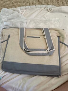 Canvas Tote Bag with Gray Trim - Neutral Everyday Carry